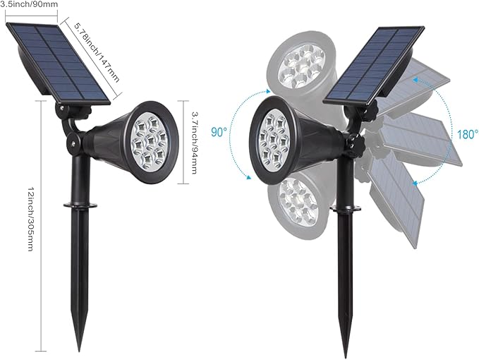 T-SUN Solar Spotlights, Color Changing 7 LED Waterproof Solar Garden Lights - Image 6
