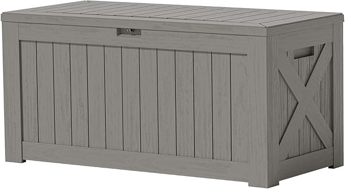 Patiowell 120 Gallon Large Deck Box, Outdoor Lockable Storage Box by Patiowell