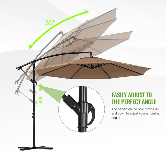 Backyard Expressions 10FT Cantilever Patio Umbrella – Outdoor Offset Hanging - Image 7
