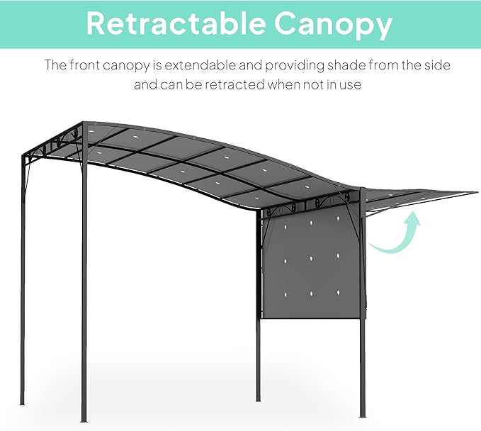 Outsunny 10' x 8' Outdoor Pergola and Patio Gazebo, Extendable Side Awning - Image 3