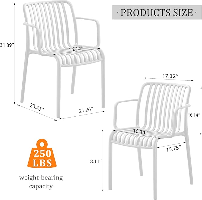 Patio Dining Chairs Set of 4, All-Weather Outdoor and Indoor Stackable Chairs - Image 2
