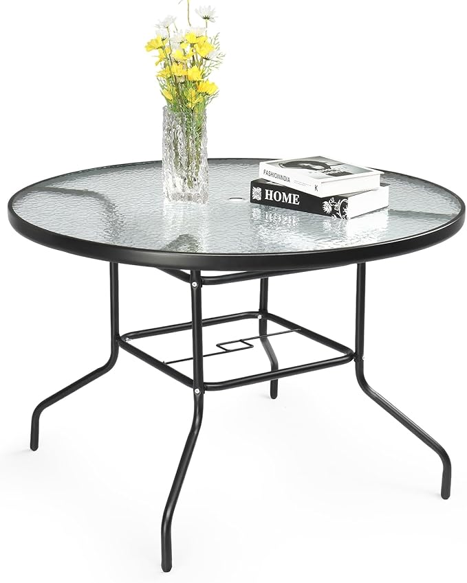 VINGLI Round Patio Table with Umbrella Hole by VINGLI