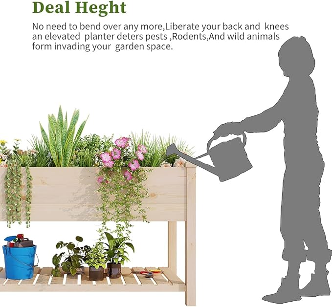 BIRASIL Outdoor Wood Raised Garden Bed, Elevated Reinforced Large Planter Box - Image 3