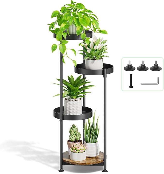 Plant Stand Indoor Outdoor Clearance, 4 Tier Metal Tall Flower Shelf Holder by Oppro