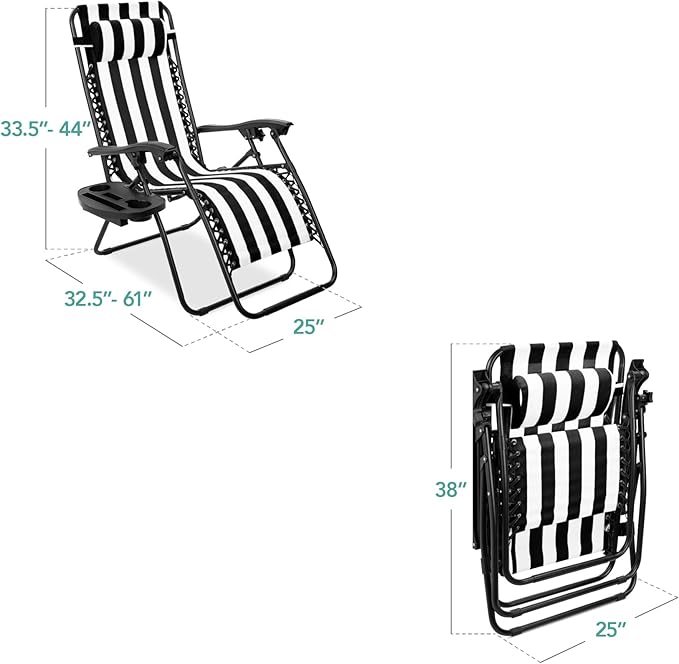Best Choice Products Set of 2 Adjustable Steel Mesh Zero Gravity Lounge Chair - Image 2