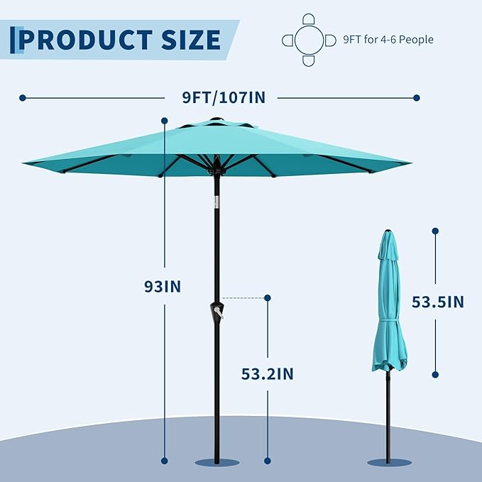Garvee 9FT Patio Umbrella - Image 3