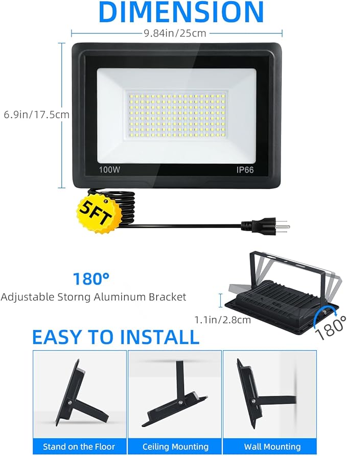 200W LED Flood Lights Outdoor, 6500k Daylight White Outdoor LED Lights - Image 5