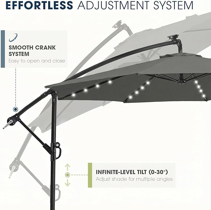 wikiwiki 10ft Solar LED Patio Umbrella - Image 6