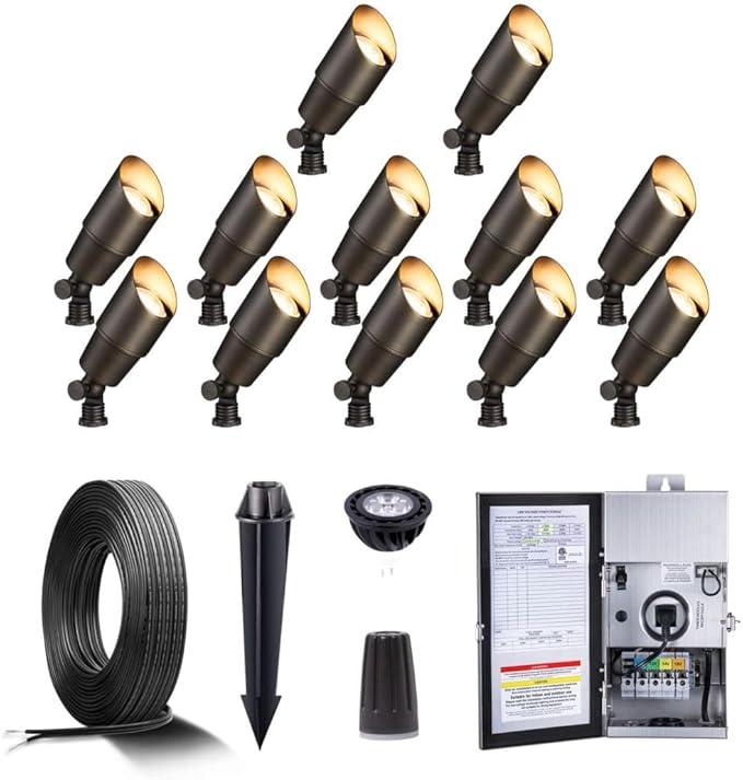 Gardenreet Solid Brass 12V LED Landscape Lighting Kit by Gardenreet
