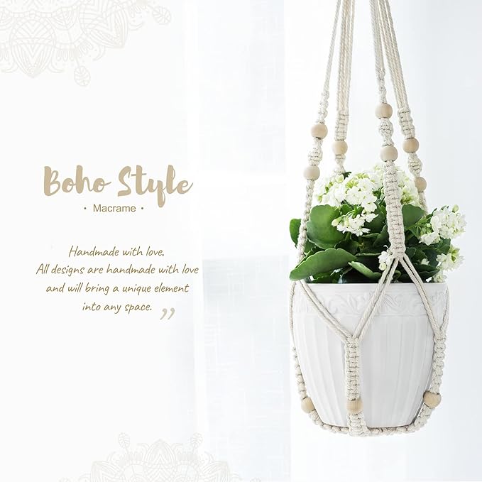 Mkono Macrame Plant Hanger Indoor Hanging Planter Basket - Image 3