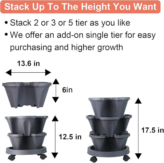 DUNCHATY Stackable Planter, Vertical Garden Planter - Image 7