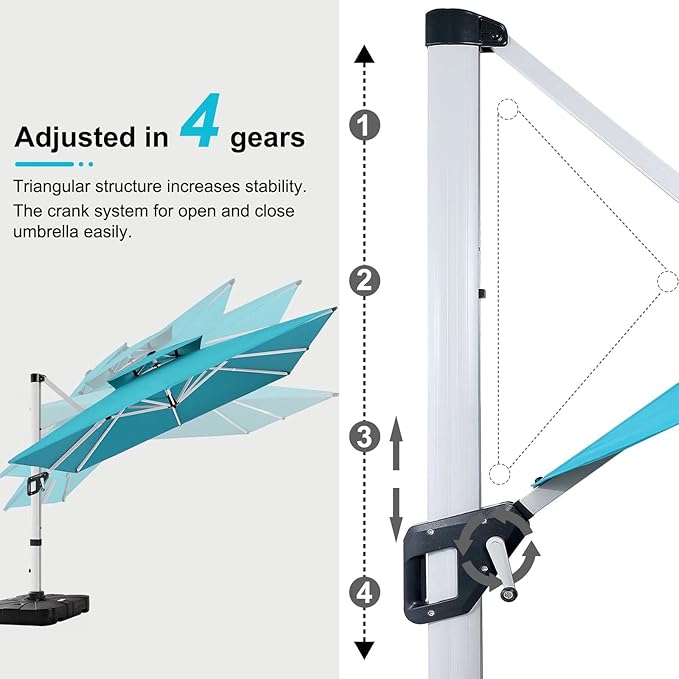 ABCCANOPY Patio Umbrella Cantilever Double Top Outdoor Offset Umbrella - Image 3
