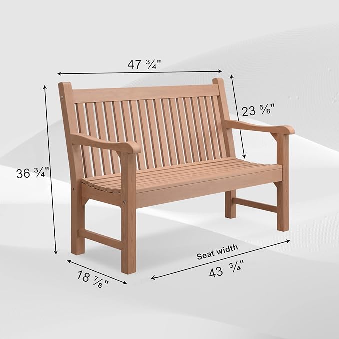 Psilvam 2-Person Poly Lumber Outdoor Bench - Image 3