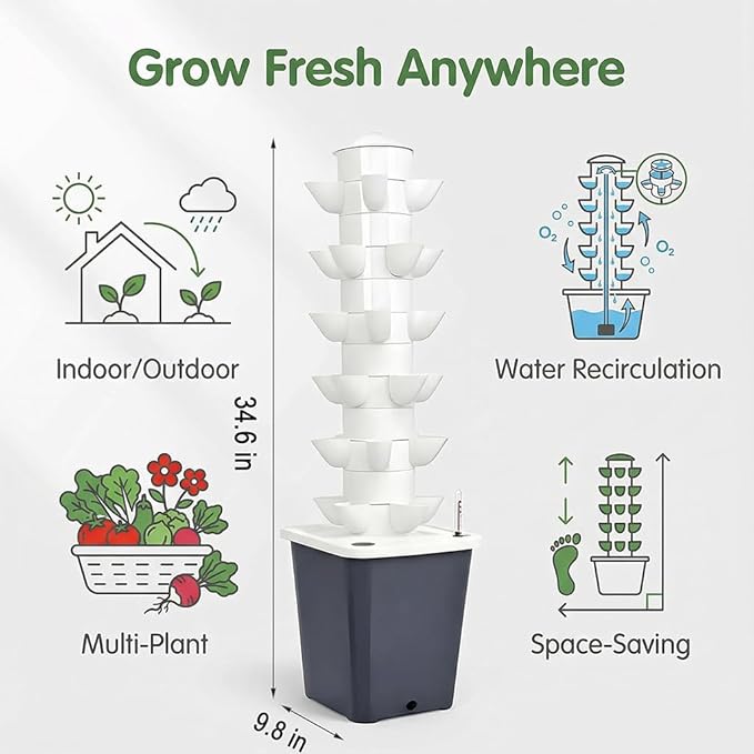 Vertical Hydroponic Tower Garden Growing System - Image 2