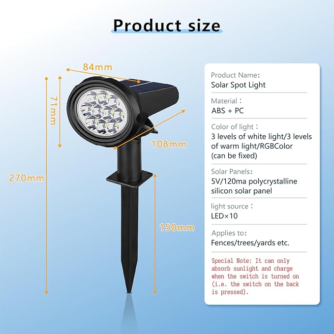Solar Spot Lights Outdoor，Solar Lights Outdoor Waterproof IP68，Dark Sensing - Image 3