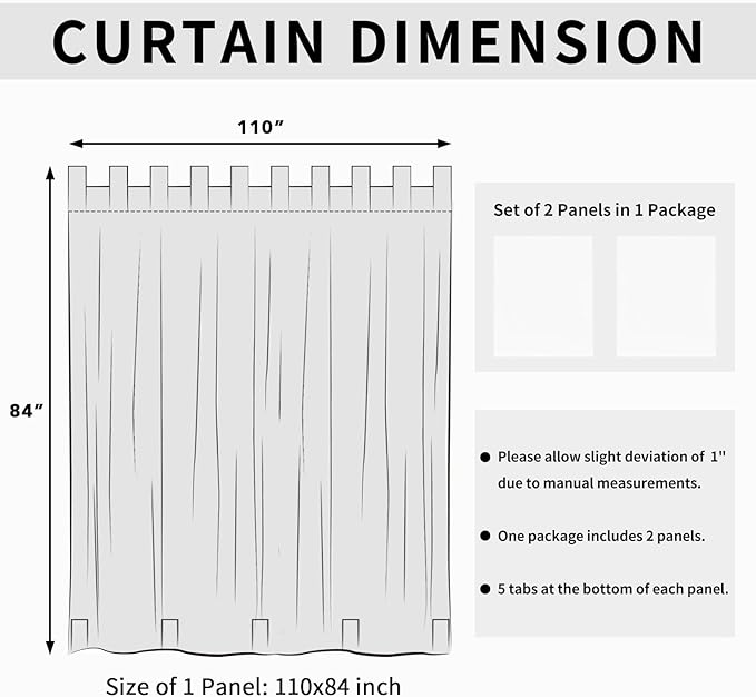 Easy-Going Outdoor Patio Curtains Detachable Tab Top Windproof Weatherproof - Image 6