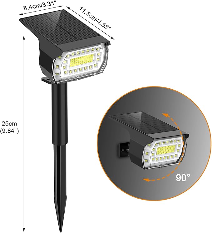 LANSOW Solar Spot Lights Outdoor, 2-in-1 Solar Landscape Spotlights, 3 Modes - Image 7