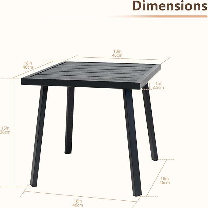 C-Hopetree Small Metal Outdoor Coffee Side Table - Image 2