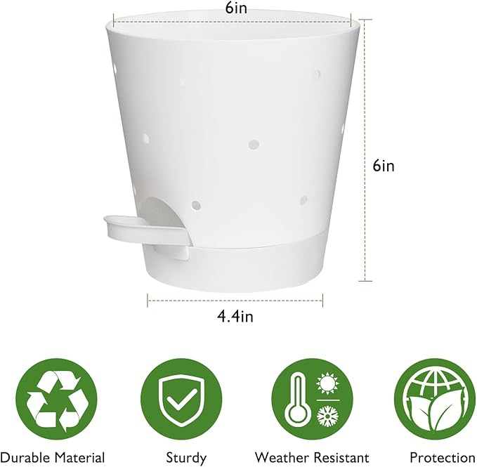 Orchid Pots with Holes, 6 Inch Self Watering Orchid Pot 2 Pack Plastic Plant - Image 5