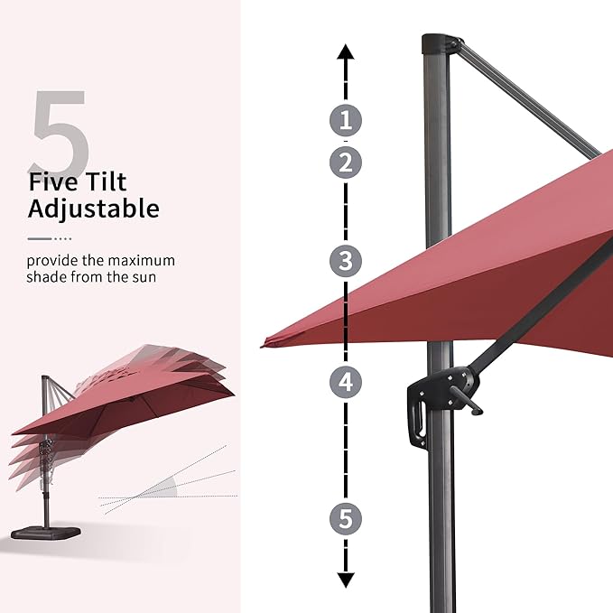 PURPLE LEAF 10' X 13' Patio Umbrella Outdoor Cantilever Rectangle Umbrella - Image 3