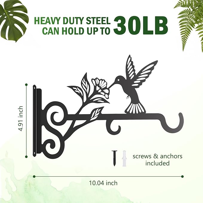 2-Pack Aesthetic Plant Hangers Outdoor – 10 Inch Metal Hanging Plant Bracket - Image 4