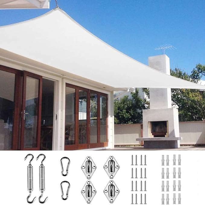 Quictent 12x16ft 185G HDPE Rectangle Sun Shade Sail Canopy White 98% UV Block by QUICTENT