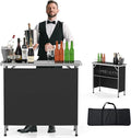 VINGLI Portable Bar Table, 2-Tier Shelves, Mobile Bar Table by VINGLI