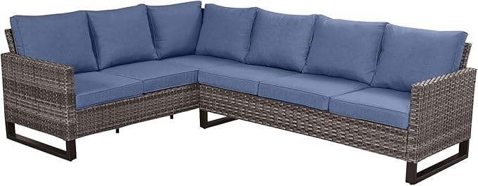 Belord Outdoor Sectional Sofa 6 Seater L Shaped Couch Wicker Patio Conversation by Belord