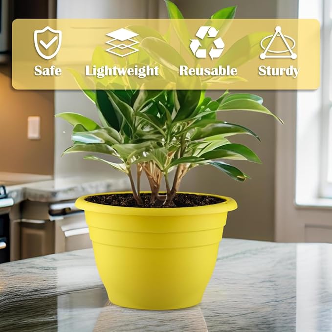 11 Inch Plant Pots Set of 3, Plastic Planters - Image 2