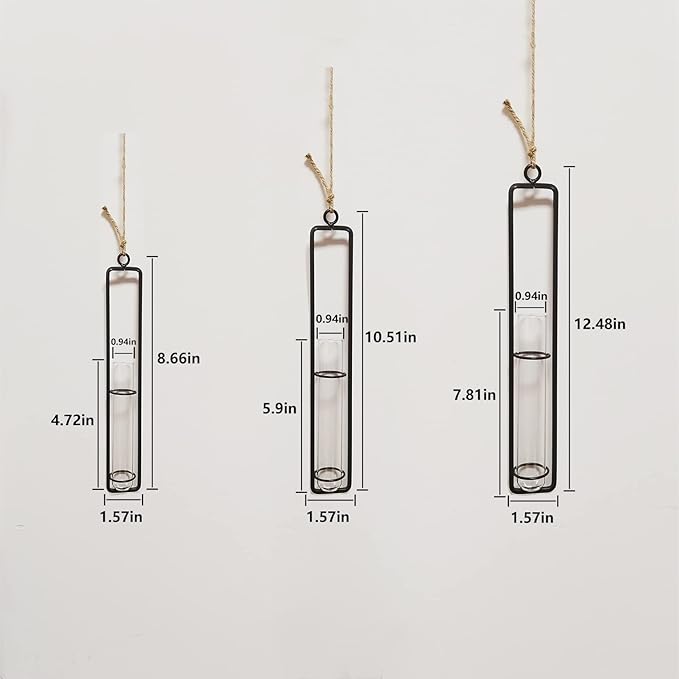 3 Pieces Hanging Glass Hydroponic Planter Transparent Test Tube Plant Vase - Image 3