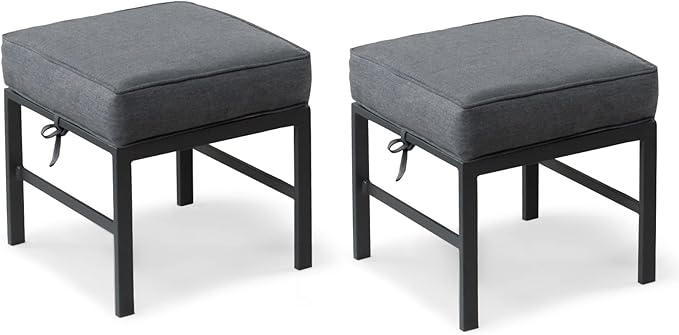 2 Pieces Outdoor Ottomans for Patio, No-Assembly Aluminum Outdoor Patio by Auzfy