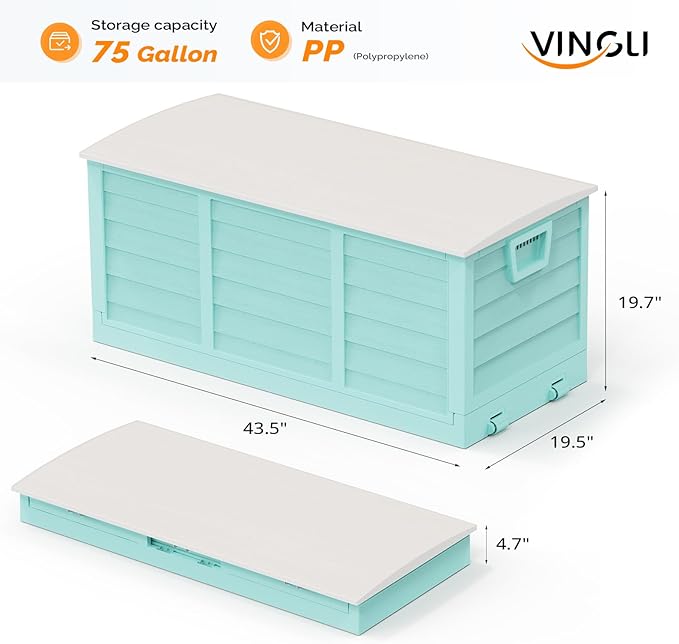 VINGLI 75 Gallon Collapsible Outdoor Storage Box, Simple-to-assemble Plastic - Image 4