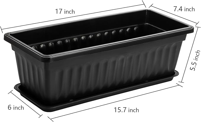 Fasmov 7 Pack 17 Inches Flower Window Box Plastic Vegetable Planters - Image 2