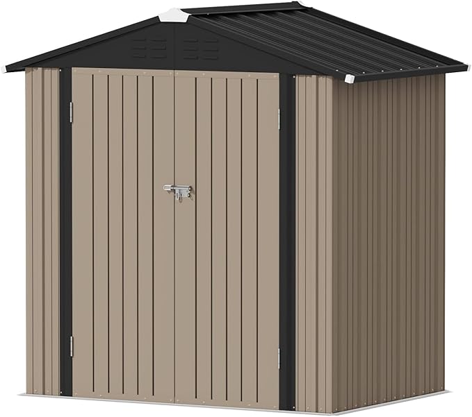 Devoko Outdoor Storage Shed 6 x 4 FT Lockable Metal Garden Shed Steel by DEVOKO