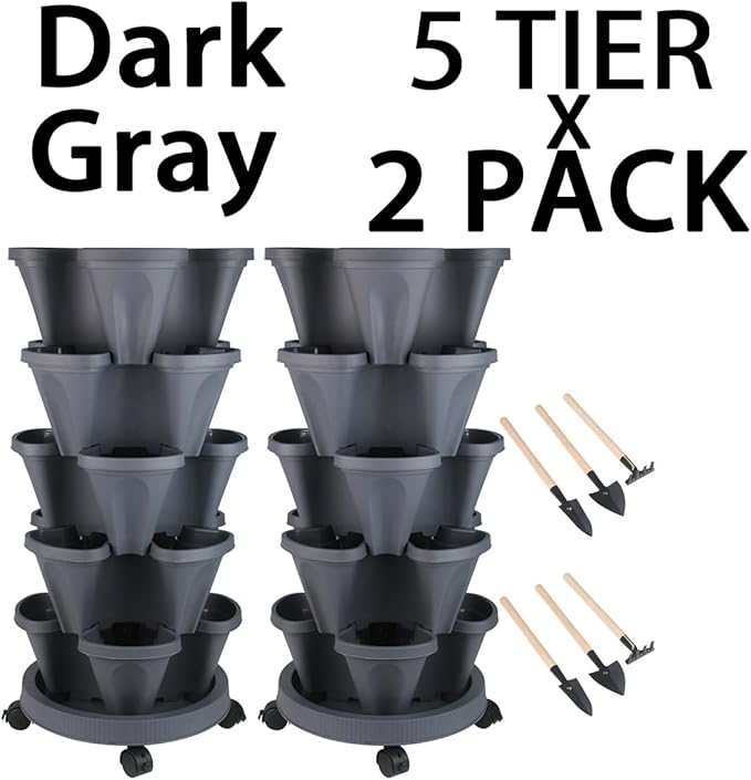 GameXcel Vertical Planter 5 Tier Stackable Planters Garden Planters Strawberry - Image 8