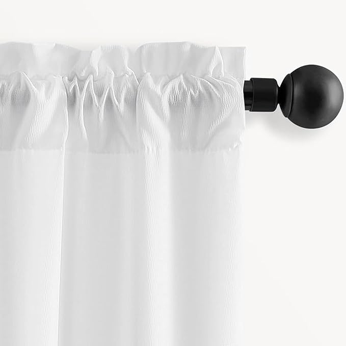 Non-See-Through White Privacy Sheer Cafe Curtains 84 inches Long 2 Panels - Image 3