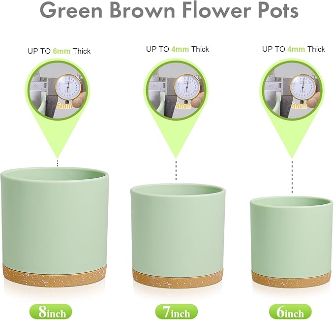 8/7/6 inch Plant Pots, 3 Pack Cylinder Flower Pots - Image 6