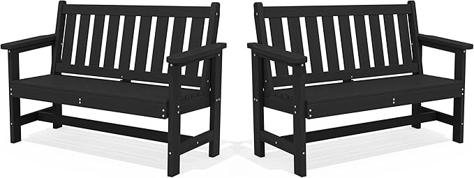 SERWALL Outdoor Bench, HDPE Outdoor Benches Weatherproof, 2-Person Garden Bench by SERWALL