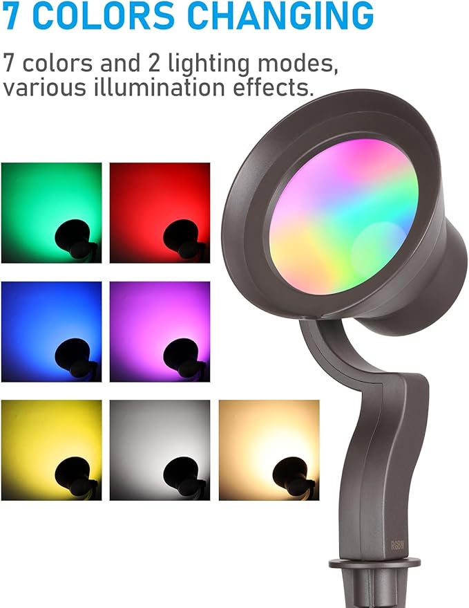 LEONLITE 10W RGB Low Voltage Landscape Lights, Color Changing Wall Wash - Image 3