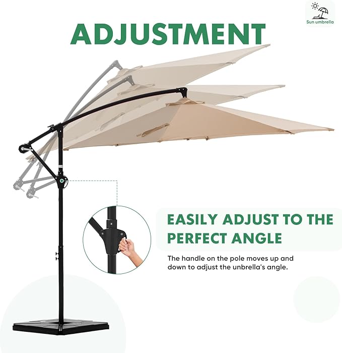 NEWBULIG 10FT Patio Umbrella, Offset Cantilever Outdoor Patio Table Umbrella - Image 5