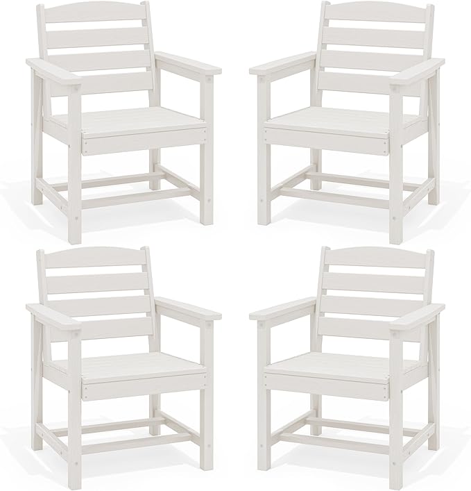 SERWALL Outdoor Dining Chairs Set of 4, All-Weather HDPE Patio Chair by SERWALL
