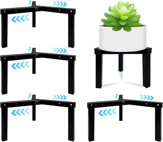 4 Pcs Three Legs Adjustable Metal Plant Stand - Image 3