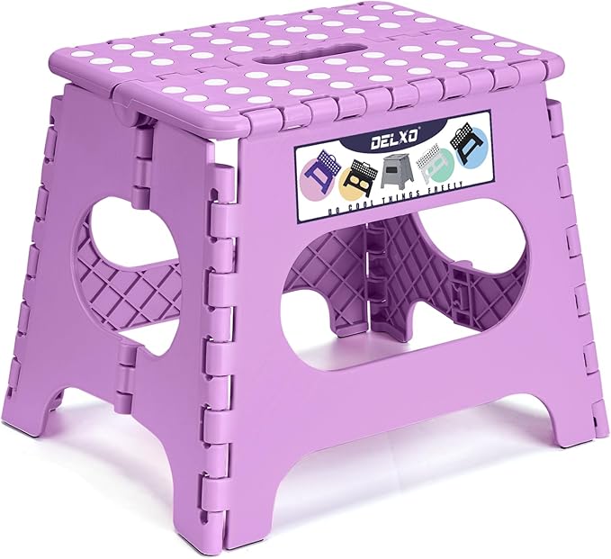 Delxo 11 inch Folding Step Stool, Non-Slip Foldable Stools Up to 300 LBS by Delxo