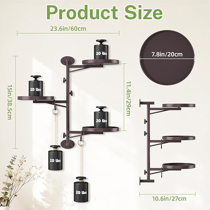 iDavosic.ly Rotating Window Plant Shelves, 3-Tier Metal Wall Stand - Image 3