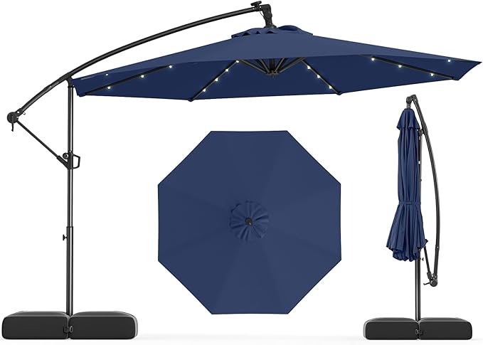 Tangkula 10ft Solar LED Patio Umbrella by TANGKULA