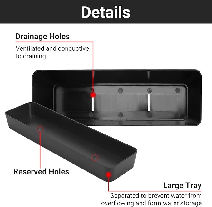 GREANER 12x3.8 Inch Herb Planters, 1 Pack Rectangle Window Boxes - Image 3