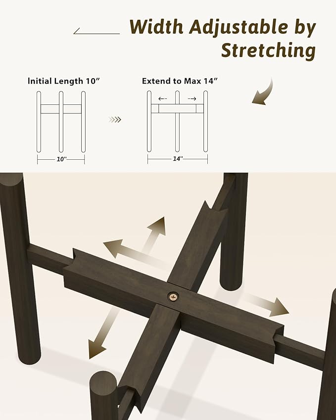 Adjustable Plant Stand Indoor, Bamboo Plant Stand Fits 8 9 10 11 12 Inches - Image 3