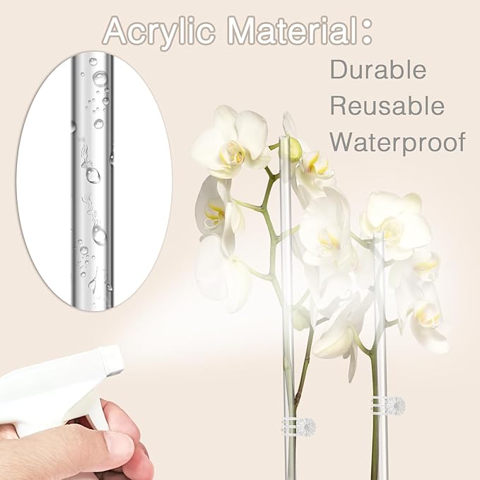 Plant Stakes, Plant Sticks 20PCS Acrylic Clear Plant Support Stakes, 16 Inches - Image 4