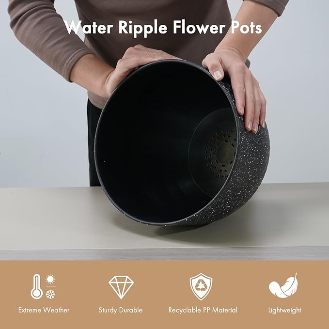 12 Inch Wide Water Ripples Flower Pots - Image 4