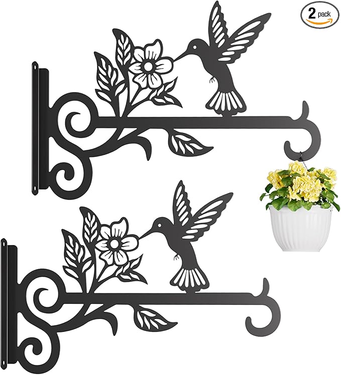 2-Pack Aesthetic Plant Hangers Outdoor – 10 Inch Metal Hanging Plant Bracket by Unknown